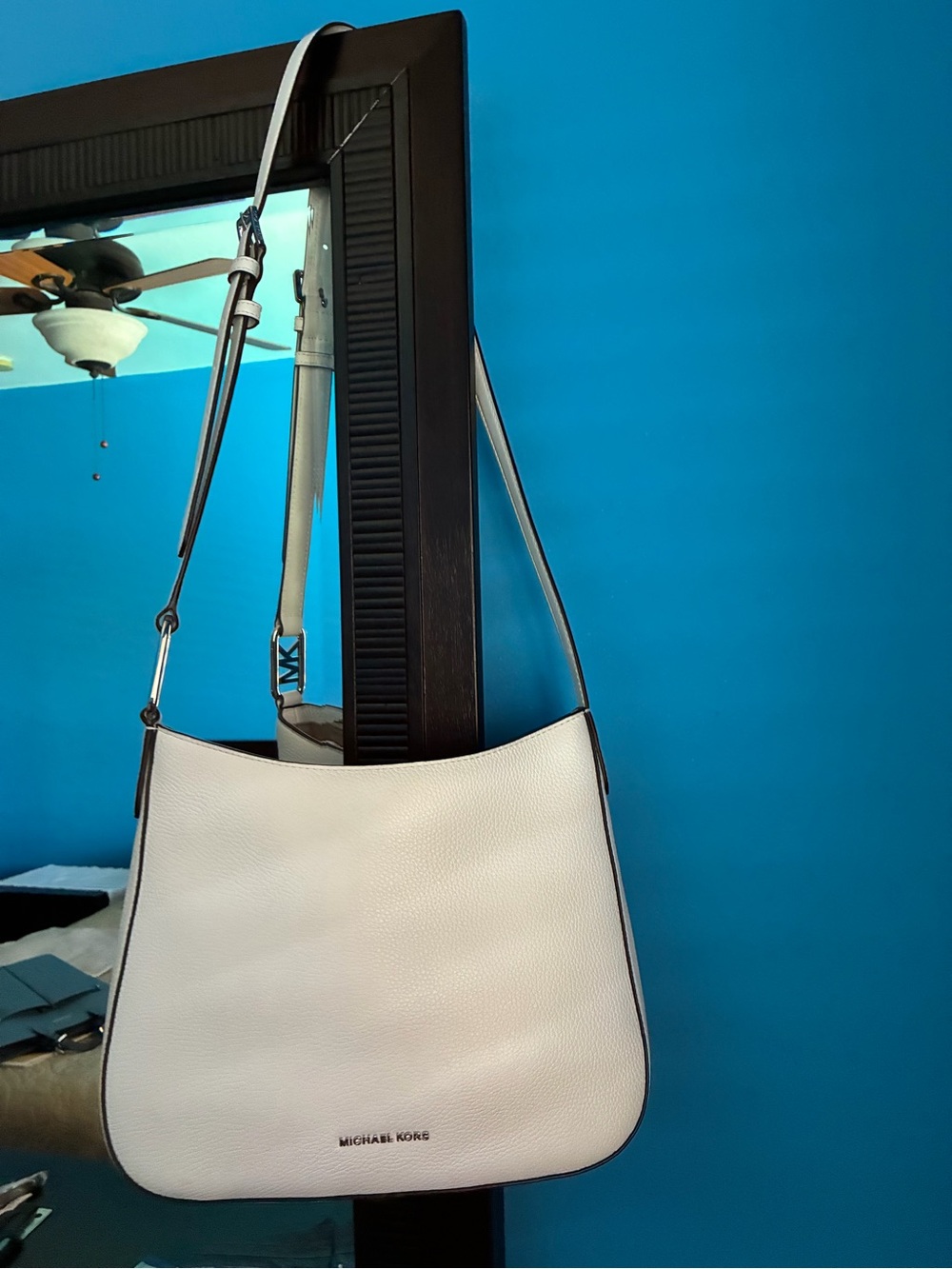 Michael Kors White Pebbled Leather Hobo Shoulder Bag